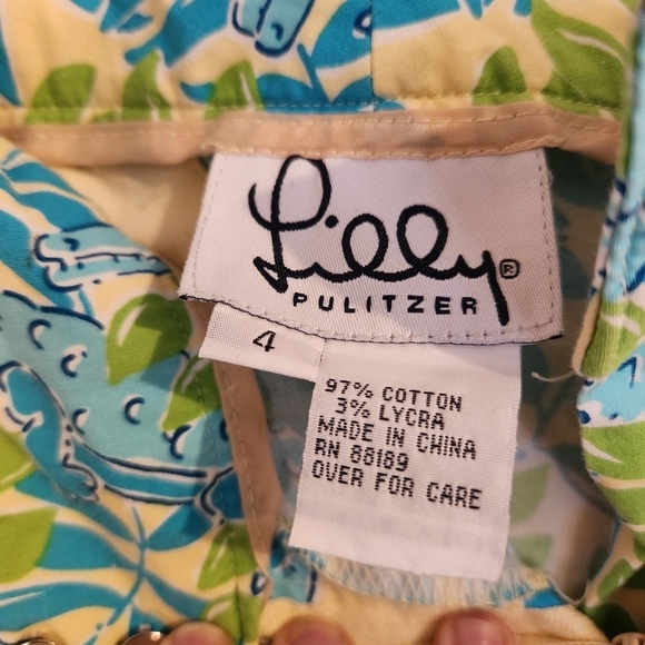 Vintage Lilly Pulitzer‎ Mimosa Everglades Alligator Print Capri Pants Size 4 - Picture 9 of 9